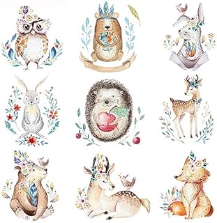 FYting 9 Pieces Iron-On Fabric Transfer Paper Animal Clothes Sheet Fabric Transfer Iron Paper on T-Shirt, Fabric Print, Clothes, Skirts, Pillows, Cute Animal