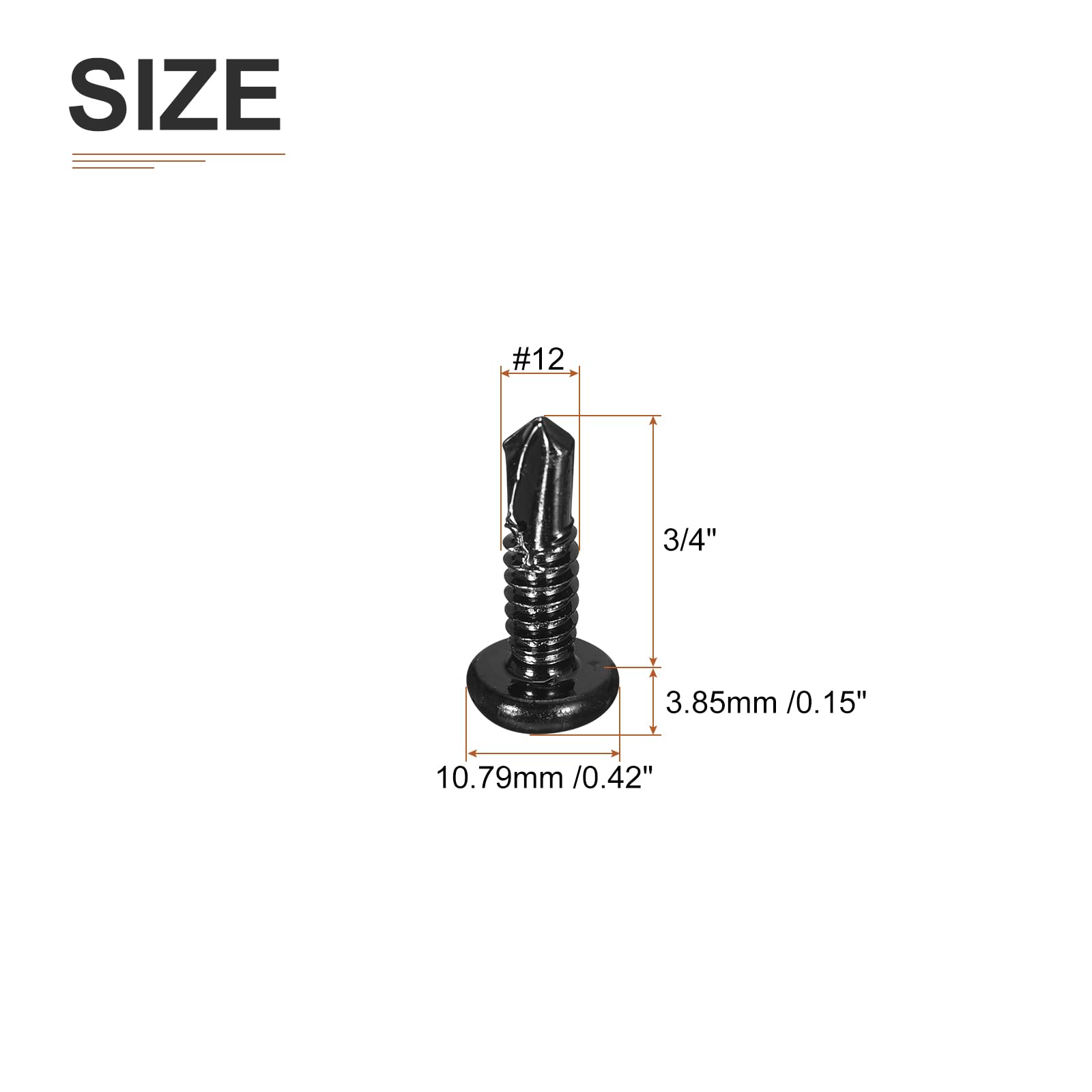 DTGN #12x3/4" Pan Head Self Drilling Screws - 50Pack - Black Oxide 410 Stainless Steel Phillips Drive Self Tapping Sheet Metal Screws - Image 2