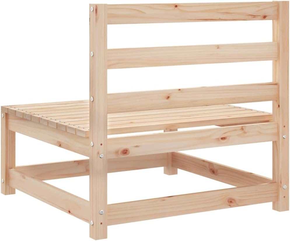 vidaXL - Patio Middle Sofas with Cushions - 2pcs Set - Solid Pinewood - Gray - Modular Design, Easy Assembly & Comfortable Outdoors Lounge Sofas