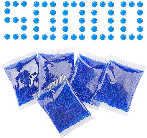 Nazano Water Ball Beads Refill Ammo (5 Pack–10,000 Per Pack) Gel Ball Bullets Made for Non-Toxic, Foam Ammunition Compatible with Gall Toys (Blue 5 pack-7-8mm)