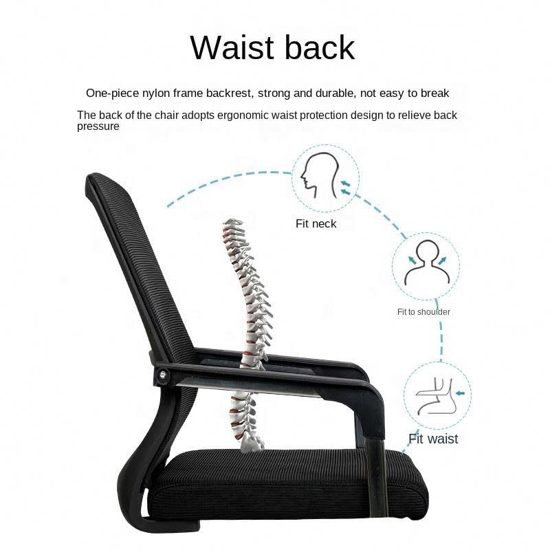 Image of TOBY Set of 2 Ergonomic Visitor Chairs with Lumbar Support, Breathable Mesh Back, Cushioned Seat, Fixed Armrests & Metal Sled Base - Office, Waiting Room, Conference Chair (Black)