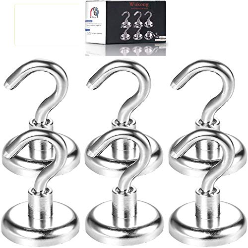 Preisvergleich Produktbild Stark Neodym Ösenmagnet Magnethaken, Durchmesser 32mm,Wukong Zugkraft 34kg Super Starker Neodymium Magnet Haken(6 Stück)
