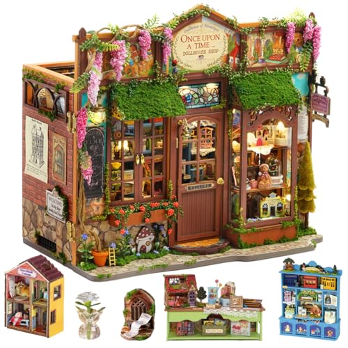Coin des livres 3D bois et maison de fleurs miniature pour loisir créatif
