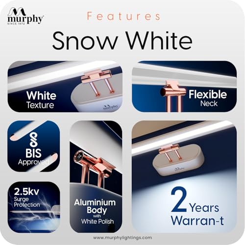 Image of Murphy 6W 3-in-1 Color Chnaging White Finish LED Mirror Picture Wall Light,Bathroom Vanity Led Mirror Light with 2 Year Warranty (Cool White /Warm White /Natural White)-Pack of 5