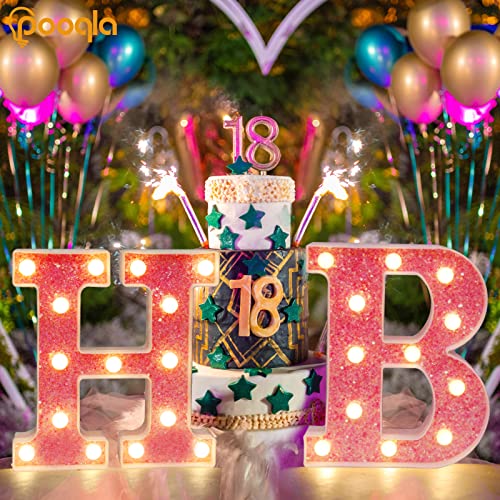 Pooqla LED Marquee Letter Lights, Light Up Pink Letters Glitter Alphabet Letter Sign Battery Powered for Night Light Birthday Party Wedding Girls Gifts Home Bar Christmas Decoration, Pink Letter A by Pooqla - Image 6