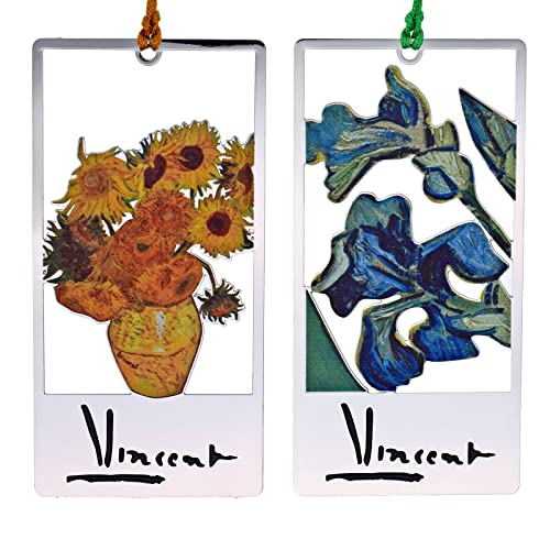 BLBMH Exquisite Van Gogh Sonnenblumen Lesezeichen für Buchliebhaber Frauen Herren Metall Lesezeichen mit Quasten Geburtstag Valentinstag Geschenk -VGS2 Cover