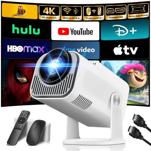 [Projector 2026 Upgraded] Mini Projector Support 4K 1080P Auto Keystone 270&deg;Rotatable with WiFi...
