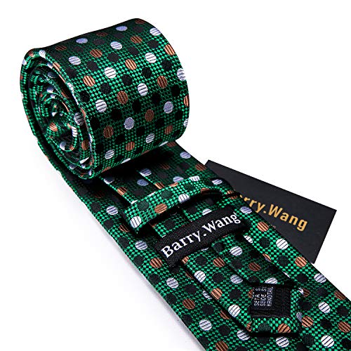 Image of Barry.Wang Ties for Men Silk Tie Sets Polka Dot Woven Necktie Pocket Square Cufflinks Business Wedding