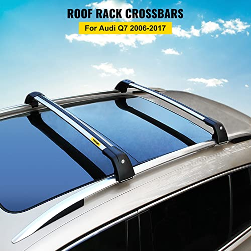 Mophorn Roof Rack Cross Bars Baggage Locking Roof Rail Crossbars Luggage Cargo Ladder Bike Load Roof Cross Bars Black (For Audi Q7, For Audi Q7 2006-2021 Sliver) #TOP1