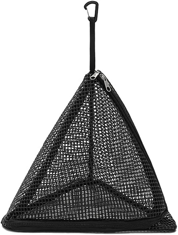 Shenhai Outdoor Storage Bag Triangle Foldable Storage Net Camping Storage Bag PVC Hanging Net Bag for Outdoor Camping Hiking, Black (M)