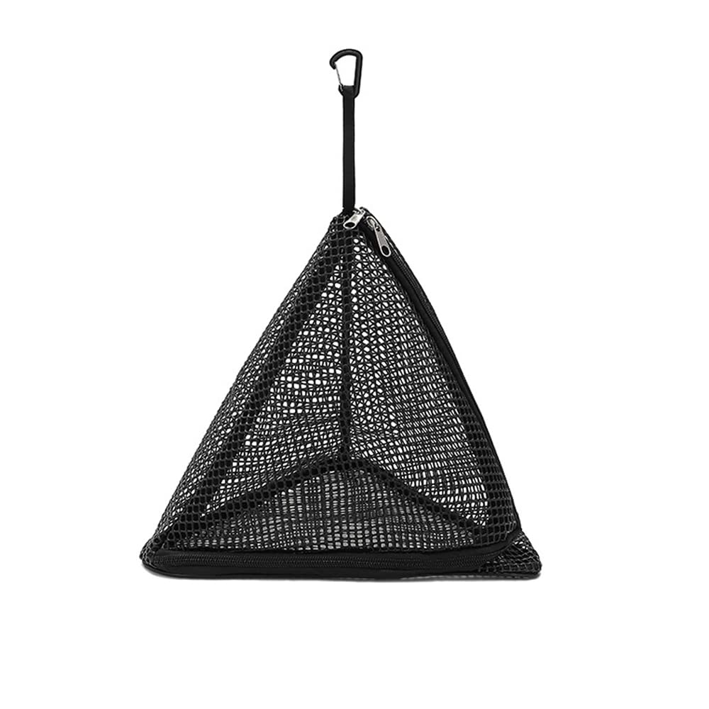 Shenhai Outdoor Storage Bag Triangle Foldable Storage Net Camping Storage Bag PVC Hanging Net Bag for Outdoor Camping Hiking, Black (M)