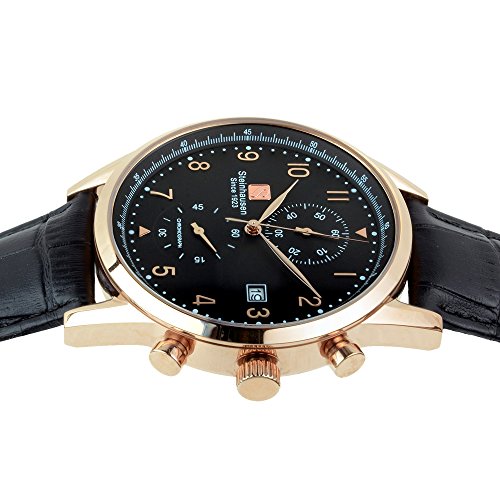 Men's S0919 Lugano Chronograph Stainless Steel and Black Leather Dress Watch4