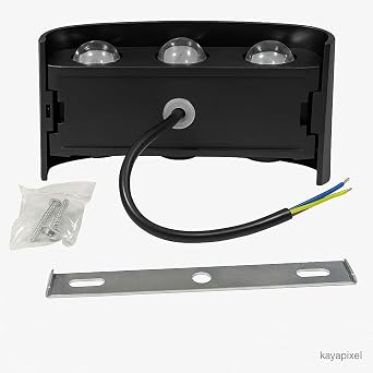 Overhead 9W Decorative Duplex Garden Sconce – IP65 Waterproof, LED with Lens, 3200K Daylight Color, Indoor and Outdoor Wall Lighting, Modern Black Body [Energy Grade F]