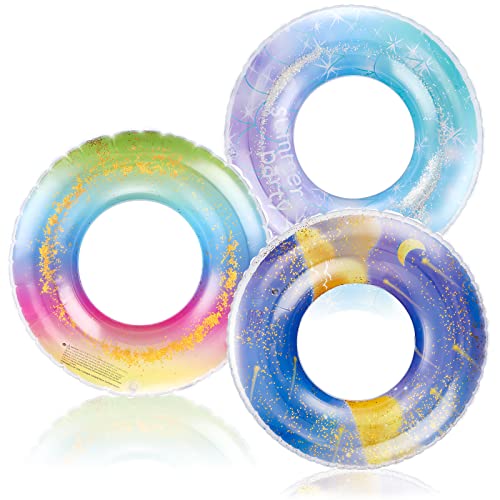 2x Glitzer Schwimmringe 85cm - Aufblasbare Pool Reifen Für Erwachsene
