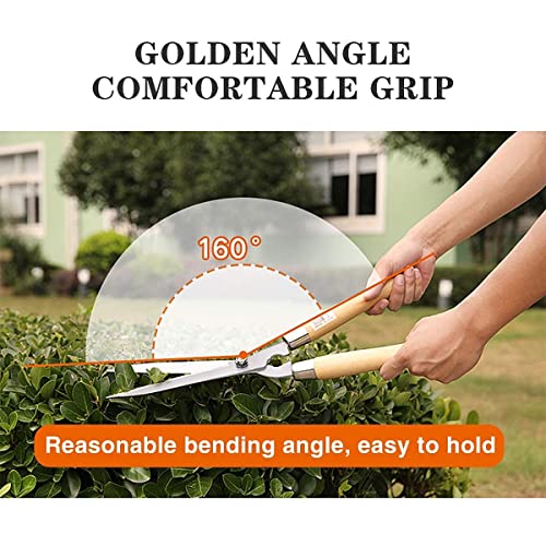 Image of JD FRESH Plant Cutter for Garden Hedge Pruning Shears /8 Inch Premium Carbon Steel Gardening Scissors /Anti Rust /160 Angled Blade /Wooden Handle /for Hedge Cutting /Bush & Shrub Branch Trimming /Shaping