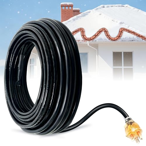 MAXKOSKO Self-regulating Pipe Heat Cable for Pipe Freeze Protection, Roof Gutter Snow Melting De-Icing Heating Cable for Ice Dam Prevention with 10 ft Power Cold, 7 w/Ft, 120 V, 9 Ft