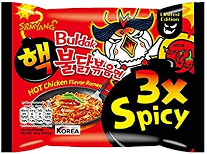 Samyang Hot Chicken 3X Spicy Instant Buldak Noodles Ramen Flavor (140 grams)
