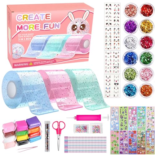 Nano Tape Bubble Kit für Erwachsene - 67Pcs DIY Nano Tape Bubble Set Squishy Spielzeug Bastelset Super elastische Nano Klebebänder für Stressabbau und Spaß Fidget Toys and Party Favors Geschenke