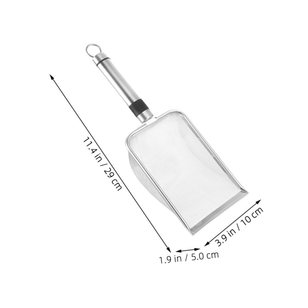 GRIRIW Metal Cat Litter Scoop Durable Stainless Steel Poop Sifting Tool for Easy Litter Box Cleanup Non Stick Design for Cat Owners and