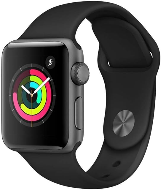 Apple Watch Series 3 38mm (GPS) - Space Grey Aluminium Case with Black Sport Band (Renewed)