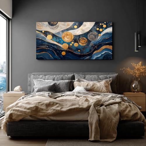 Tableau décoration murale abstrait luxe point doré chic bureau - 3