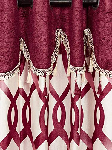 Image of Cortina Durable & Stylish Premium Striped 100% Polyester Curtains - Metal Grommets - Easy Fitting Over Window - Bedroom Living Room Kids Room Hall Kitchen - 9 Feet Set of 1 - Maroon 2