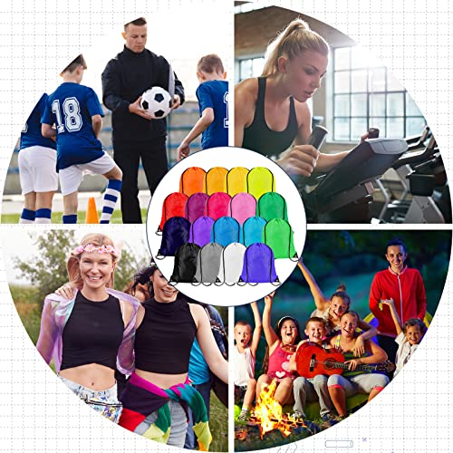 Kacctyen 300 Pcs Drawstring Backpack Bulk Drawstring Bags 20 Colors Draw String Bags Gym Sack Nylon Cinch Bag Sackpack For Homeless, Adult Team Building, Women Men Outdoor Travel, Multicolor #TOP5