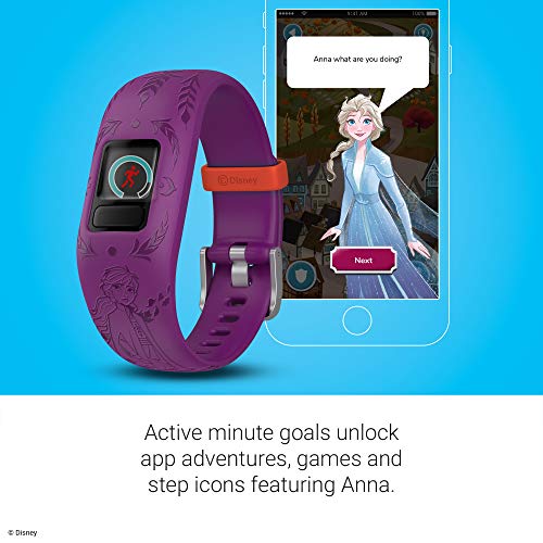 Garmin Vívofit Jr. 2-Bracelet d'Activité pour Enfants, Disney la Reine des Neiges 2 Anna (Bande Ajustable), Âge 6 Fille, Violet