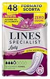 Lines Specialist Lady Normal, Assorbenti per Incontinenza Donna, con Tecnologia Zero Odore e Barriere Laterali Protettive, Scorta Mensile, 4 Confezioni da 12 Unità