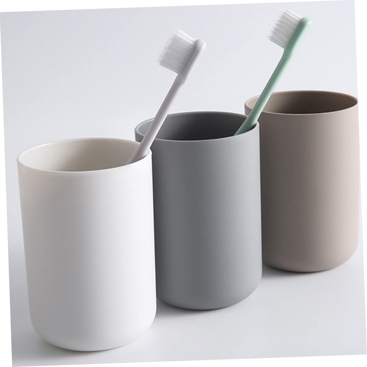 ASAKKURA 5pcs Solid Color Toothbrush Cup for Couples Elegant Portable Mouthwash Cups for Bathroom Lightweight and for Daily Use and Travel