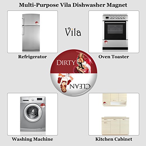 VILA Dishwasher Magnet, Household Appliance Badge Depicts “Clean” & “Dirty”, Easy to Read White Letters with Black Background, Use on Magnetic Surfaces Such as Stainless Steel, Iron & Nickel, 1-pc - Thumbnail 4