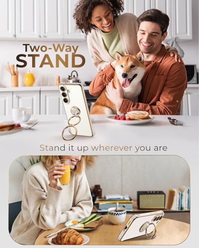 Image of XYZ for Galaxy S26 Plus Case with Stand, for Samsung Galaxy S26 Plus Case with Double Ring Kickstand, Women Girls Cute Love-Heart Bling Luxury Protective Phone Case for Samsung S26 Plus, White