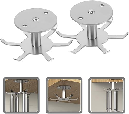 Miniatura 8 de Cabilock Gancho giratorio para debajo del gabinete, ganchos giratorios de 360 grados con gancho giratorio de 6 garras, gancho giratorio de acero