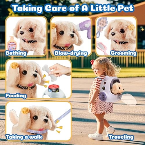 Vanvimen MC-1055 Toy Dog For Kids, Girls Interactive Plush Stuffed Toys Dog That Walk And Bark,16 Pcs Electronic Puppy Pet Care Pretend Playset W/ Backpack thumb #4