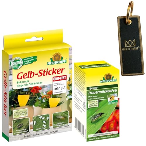 Neudorff TrauermückenFrei (30ml Konzentrat) & 10 Gelb-Sticker Leimfallen Gelbsticker & Schlüsselanhänger von King of Trade