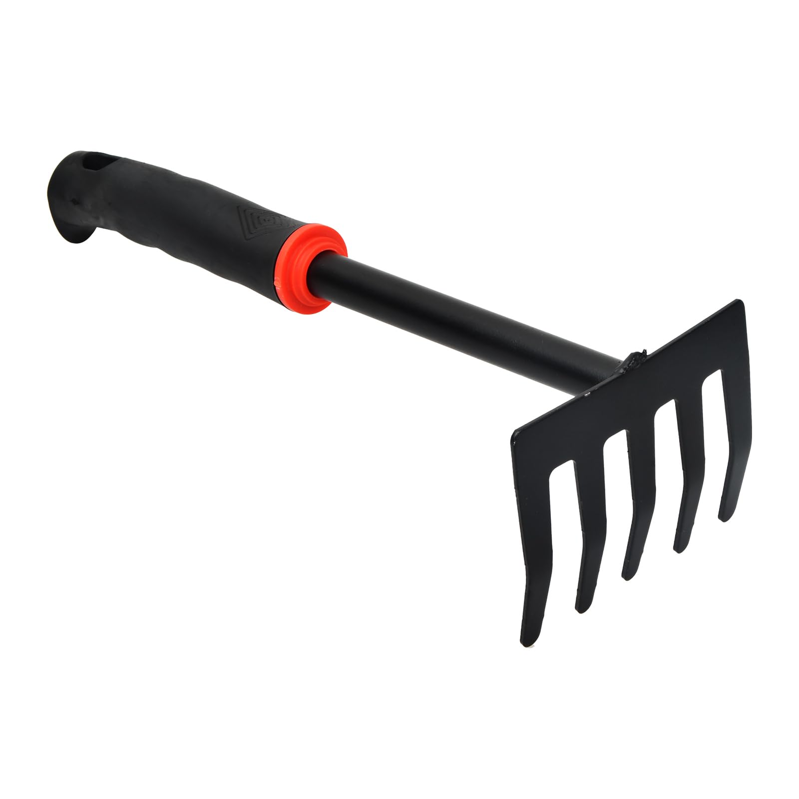 Rastrillo de jardín de Acero con 5 Dientes - Pequeño rastrillo para jardín, balcón y huerto - Mango ergonómico para el Cuidado del jardín - Ancho de Trabajo 9 cm