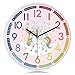 Lafocuse 12 Inch Silent Pink Unicorn Kids Wall Clock for Bedrooms, Colorful Classroom Wall Clock, Modern Childrens Wall Clock for Kids Room Playroom Home Decor