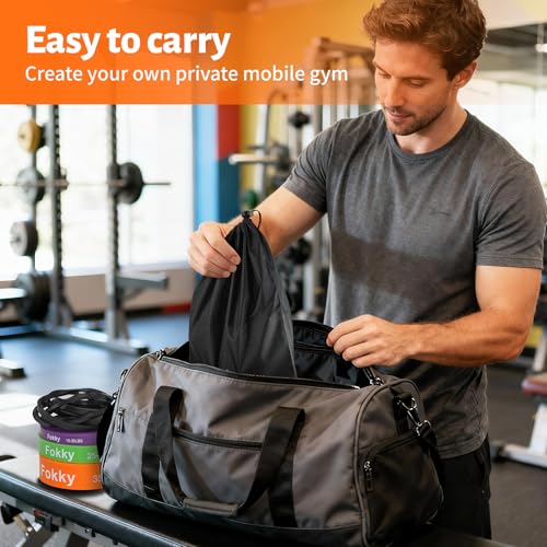 Fokky Widerstandsbänder Resistance Bands Set, 4 Stufen von Fitnessbänder, Klimmzug Bänder mit Türanker & Schutzpads, Gymnastikband für Fitness, Muskelaufbau, Kraftraining