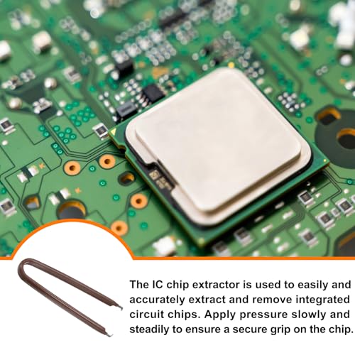 Image of HARFINGTON 3Pcs IC Chip Extractor IC U Shape Puller Stainless Steel with Insulated Vinyl Grip Motherboard Circuit Board Component Puller Chip Extractor for PCB Removal Tool, Brown