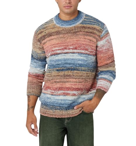 GUESS Men's Eged Space Dye Striped Sweater