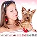 Janinka 32 Pcs Dog Hair Bows Dog Bows Grooming Girl with Rubber Dog Decorations Bands Puppies Hair Bows for Small Dogs Grown Plaid Bowknot Pet Hair Bows Gift for Dog Lover