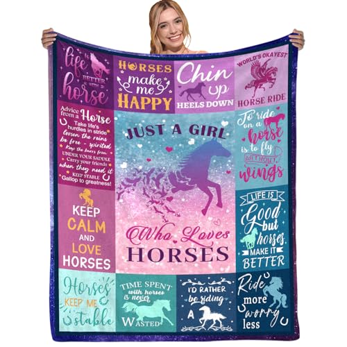 FAIVHSO Horse Gifts for Girls, Horse Blanket for Girls, Soft Flannel Throw Blanket, 60