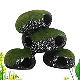 Qiwieod Cueva de acuario - Roca protectora naturalista con cobertura de musgo,Cueva de pescado,Adecuado para reptiles, serpientes, terrario, agua salada y agua dulce