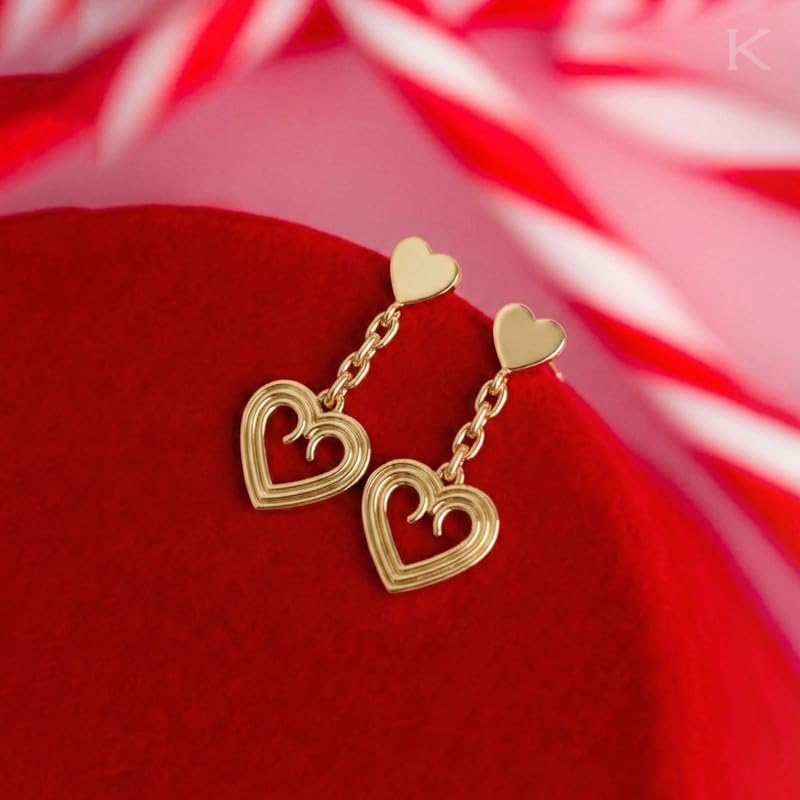 Image of Kisna 9 /14 /18 KT Sway Heart Yellow Gold Earring For Women
