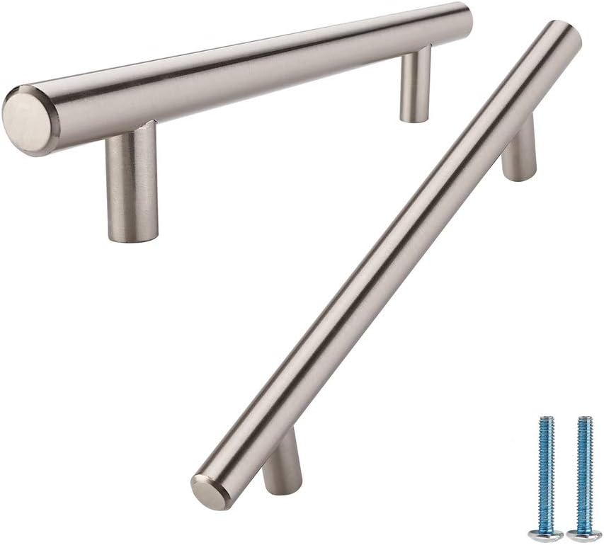 Koofizo Cabinet Handle - 3 Inch Solid Steel Euro Bar Pull Hardware for Kitchen Cupboard Door Drawer Dresser Furniture (Hole Centers: 76 mm/3 inch, Brushed Satin Nickel) 10-Pack