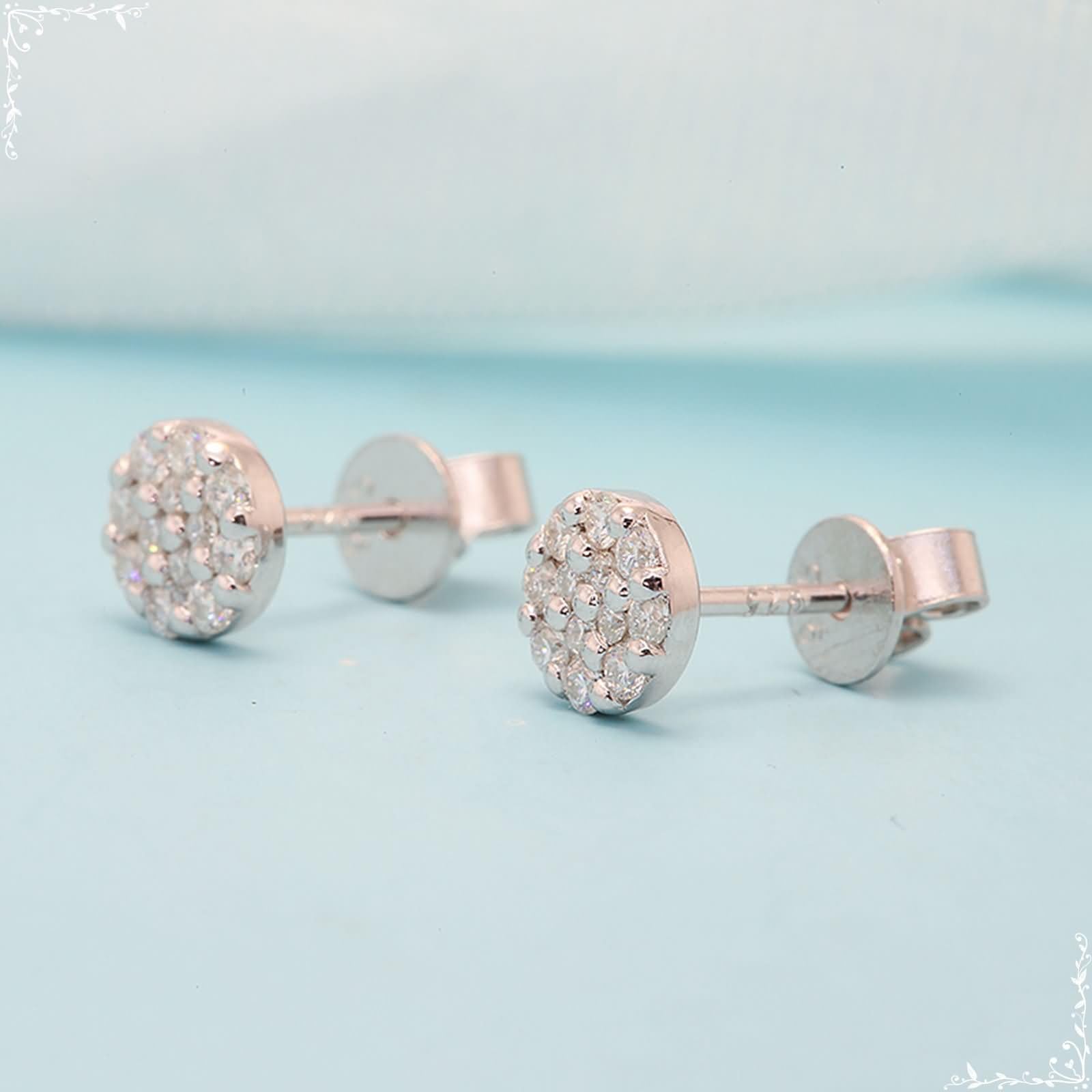Weißgold 375/585 / 750 Ohrringe Damen, Rund mit Moissanit, Schmuck Silber Frauen Ohrringe