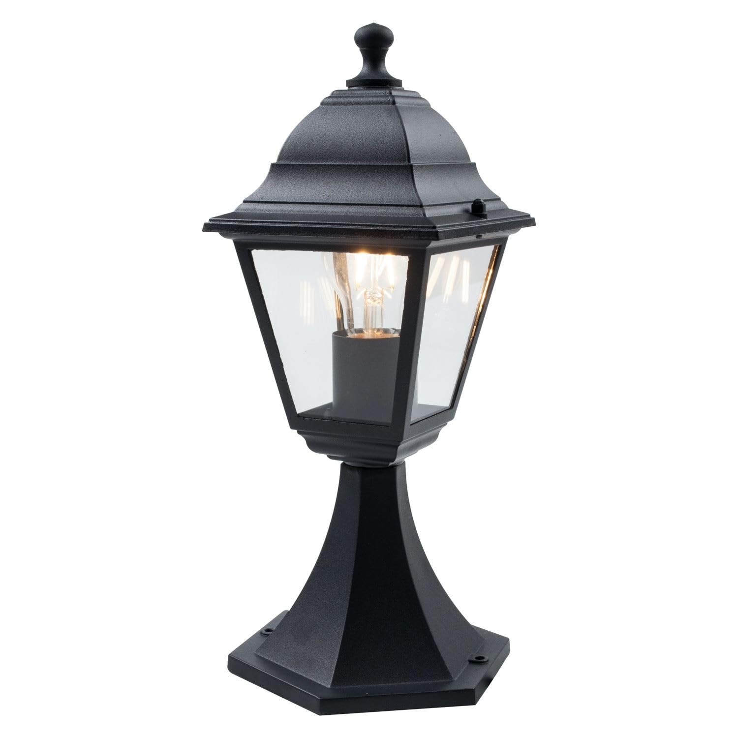 First Choice Lighting Cambridge - Outdoor Post Light - Black with Clear Glass - 37cm