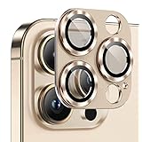 Kakuki For iPhone 13 Pro/iPhone 13 Pro Max カメラフィルム アイフォン13 プロ/アイフォン13 プロ マックス カメラ保護フィルム 耐衝撃 露出オーバー防止 アルミ合金 カメラカバー (ゴールド)