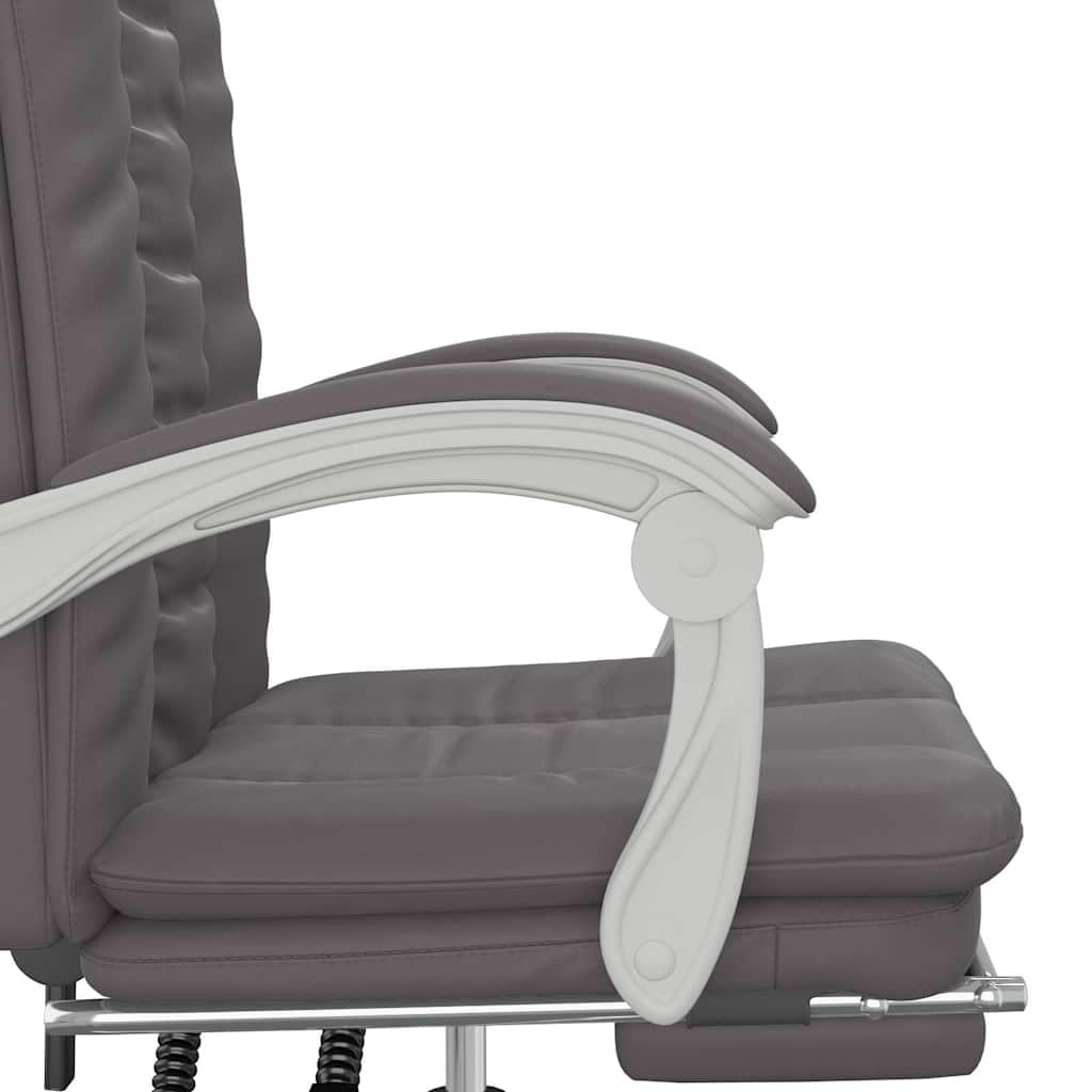 Sedia da ufficio con funzione reclinabile, in ecopelle, colore: grigio