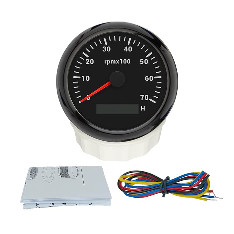 ELING Tachymètre 85 Mm 0-7000 Tr/min Rétroéclairage 7 Couleurs 9-32V - Pour Camping-car, SUV, Camion